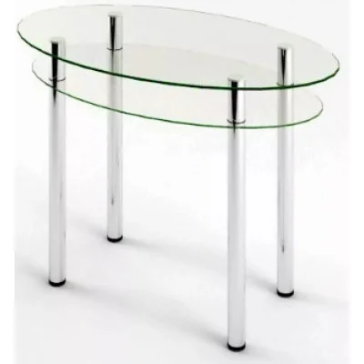 Glass dining table D-11-2 with tempered glass and chrome legs